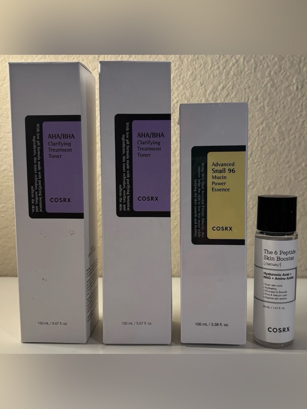 COSRX Set:AHA/BHA 5.07oz/6 Peptide Skin Booster 1.01oz/ Advanced Snail 96 3.38oz